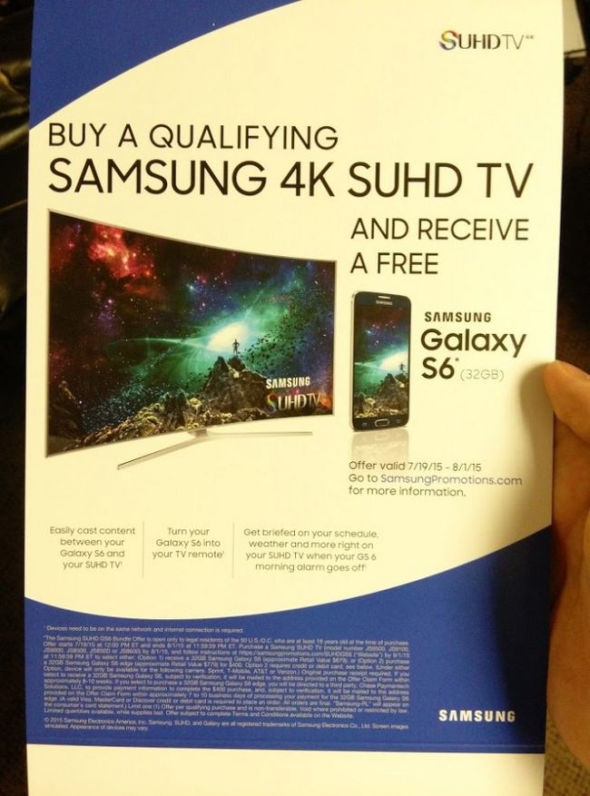 Fotografía - [Actualización: Es Live] Samsung anunciará pronto una Promoción Ofrece Un Gratis Galaxy S6 con la compra de 4K SUHD TV